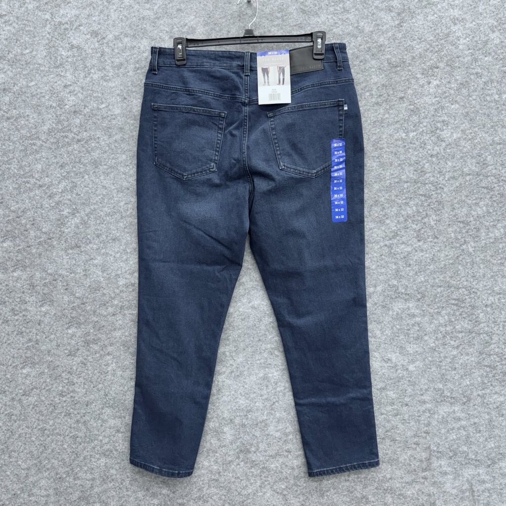 Ted Baker Comfort Stretch Jeans Men's 36x32 Regular Fit Tapered Blue Denim NEW - Picture 3 of 15